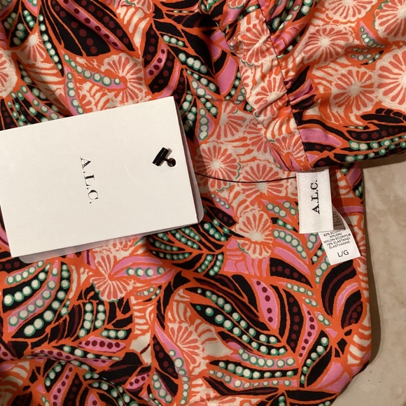 A.L.C. Brooke One-Piece Cut-Out Monokini Swimsuit Orange Rose Multicolor U-Ring - Picture 7 of 12